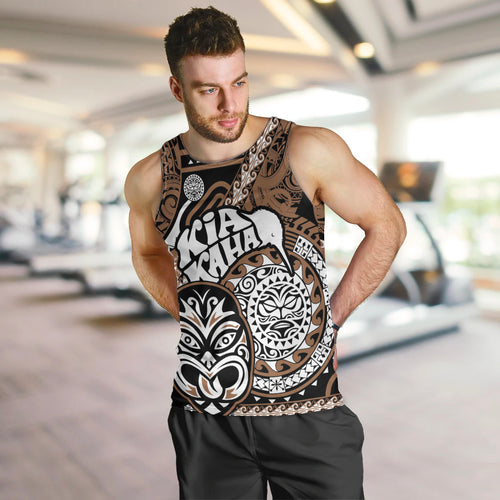 Te Reo Maori New Zealand Men Tank Top Aotearoa Kia Haka Maori Tribal Tattoo Gold Style LT9