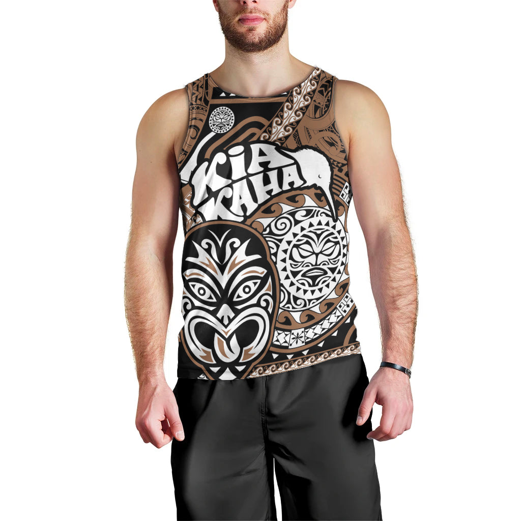 Te Reo Maori New Zealand Men Tank Top Aotearoa Kia Haka Maori Tribal Tattoo Gold Style LT9