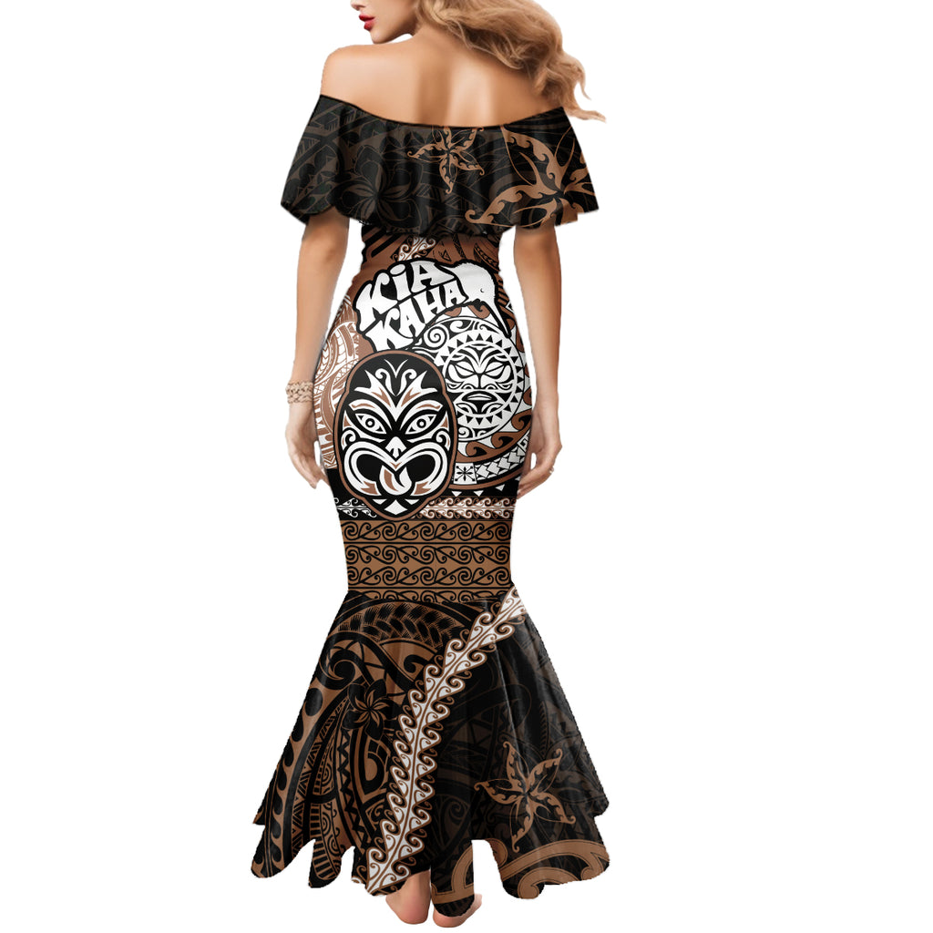 Te Reo Maori New Zealand Mermaid Dress Aotearoa Kia Haka Maori Tribal Tattoo Gold Style LT9