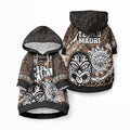 Te Reo Maori New Zealand Pet Hoodie Aotearoa Kia Haka Maori Tribal Tattoo Gold Style