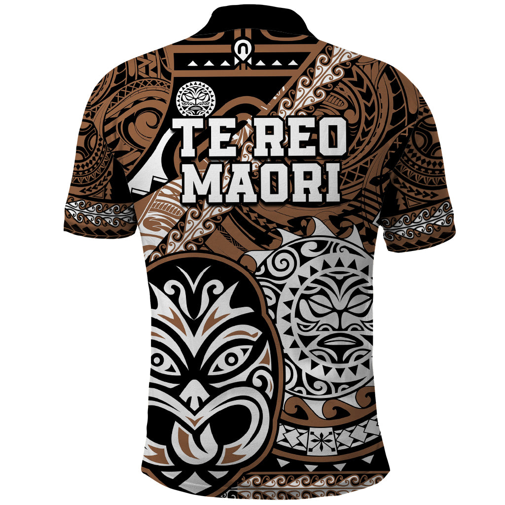 Te Reo Maori New Zealand Polo Shirt Aotearoa Kia Haka Maori Tribal Tattoo Gold Style LT9