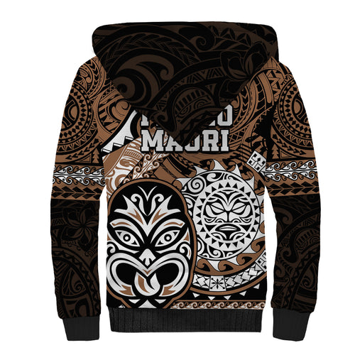 Te Reo Maori New Zealand Sherpa Hoodie Aotearoa Kia Haka Maori Tribal Tattoo Gold Style LT9