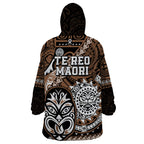 Te Reo Maori New Zealand Wearable Blanket Hoodie Aotearoa Kia Haka Maori Tribal Tattoo Gold Style LT9