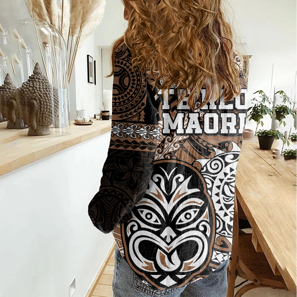 Te Reo Maori New Zealand Women Casual Shirt Aotearoa Kia Haka Maori Tribal Tattoo Gold Style LT9