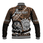 Personalised Te Reo Maori New Zealand Baseball Jacket Aotearoa Kia Haka Maori Tribal Tattoo Gold Style LT9