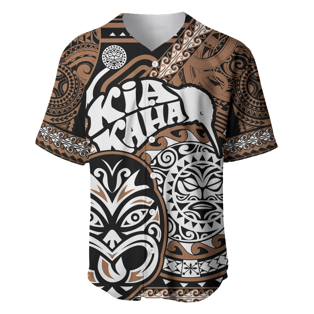 Personalised Te Reo Maori New Zealand Baseball Jersey Aotearoa Kia Haka Maori Tribal Tattoo Gold Style LT9