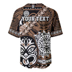 Personalised Te Reo Maori New Zealand Baseball Jersey Aotearoa Kia Haka Maori Tribal Tattoo Gold Style LT9