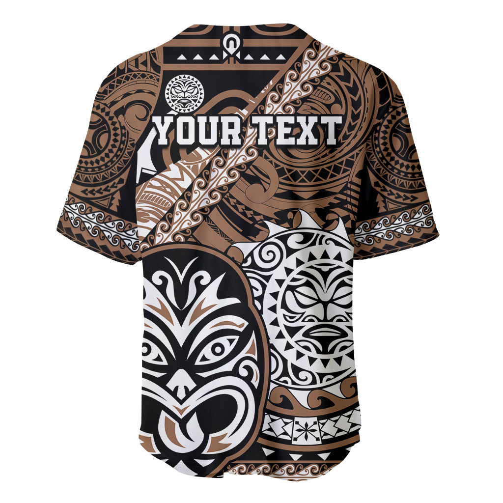 Personalised Te Reo Maori New Zealand Baseball Jersey Aotearoa Kia Haka Maori Tribal Tattoo Gold Style LT9