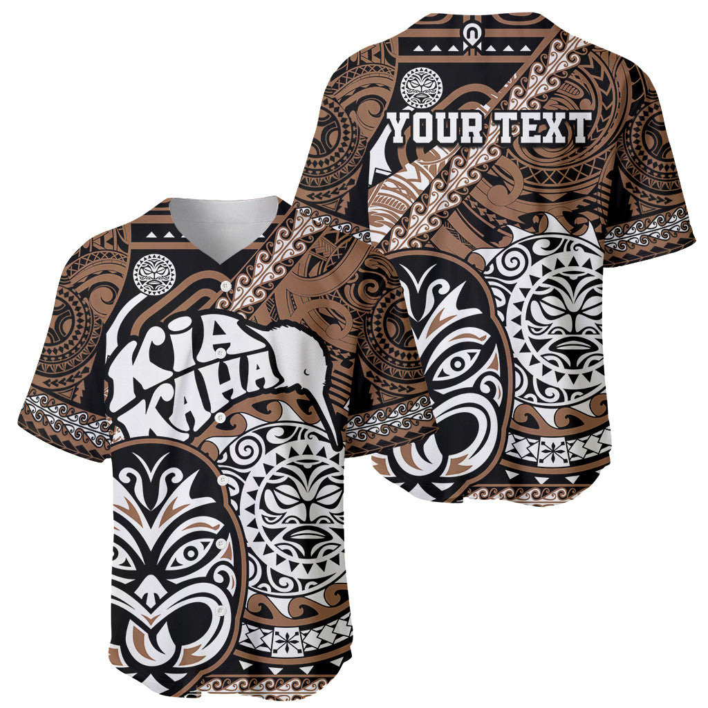 Personalised Te Reo Maori New Zealand Baseball Jersey Aotearoa Kia Haka Maori Tribal Tattoo Gold Style LT9