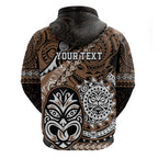 Personalised Te Reo Maori New Zealand Hoodie Aotearoa Kia Haka Maori Tribal Tattoo Gold Style LT9