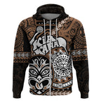 Personalised Te Reo Maori New Zealand Hoodie Aotearoa Kia Haka Maori Tribal Tattoo Gold Style LT9