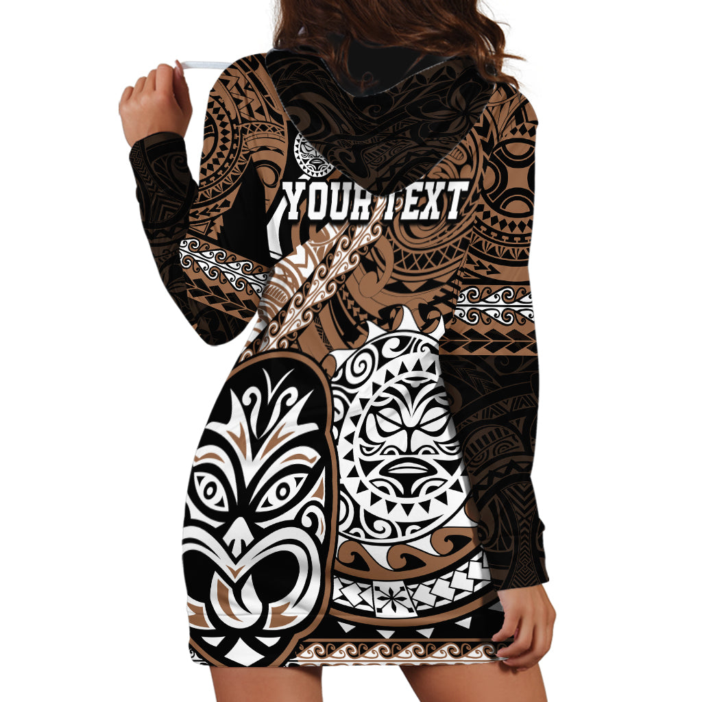 Personalised Te Reo Maori New Zealand Hoodie Dress Aotearoa Kia Haka Maori Tribal Tattoo Gold Style LT9