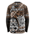 Personalised Te Reo Maori New Zealand Long Sleeve Shirt Aotearoa Kia Haka Maori Tribal Tattoo Gold Style LT9