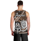 Personalised Te Reo Maori New Zealand Men Tank Top Aotearoa Kia Haka Maori Tribal Tattoo Gold Style LT9
