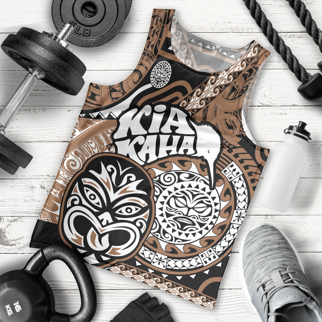 Personalised Te Reo Maori New Zealand Men Tank Top Aotearoa Kia Haka Maori Tribal Tattoo Gold Style LT9