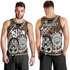 Personalised Te Reo Maori New Zealand Men Tank Top Aotearoa Kia Haka Maori Tribal Tattoo Gold Style LT9