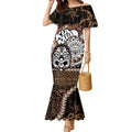 Personalised Te Reo Maori New Zealand Mermaid Dress Aotearoa Kia Haka Maori Tribal Tattoo Gold Style LT9