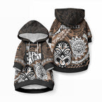 Personalised Te Reo Maori New Zealand Pet Hoodie Aotearoa Kia Haka Maori Tribal Tattoo Gold Style