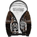 Personalised Te Reo Maori New Zealand Sherpa Hoodie Aotearoa Kia Haka Maori Tribal Tattoo Gold Style LT9