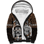 Personalised Te Reo Maori New Zealand Sherpa Hoodie Aotearoa Kia Haka Maori Tribal Tattoo Gold Style LT9