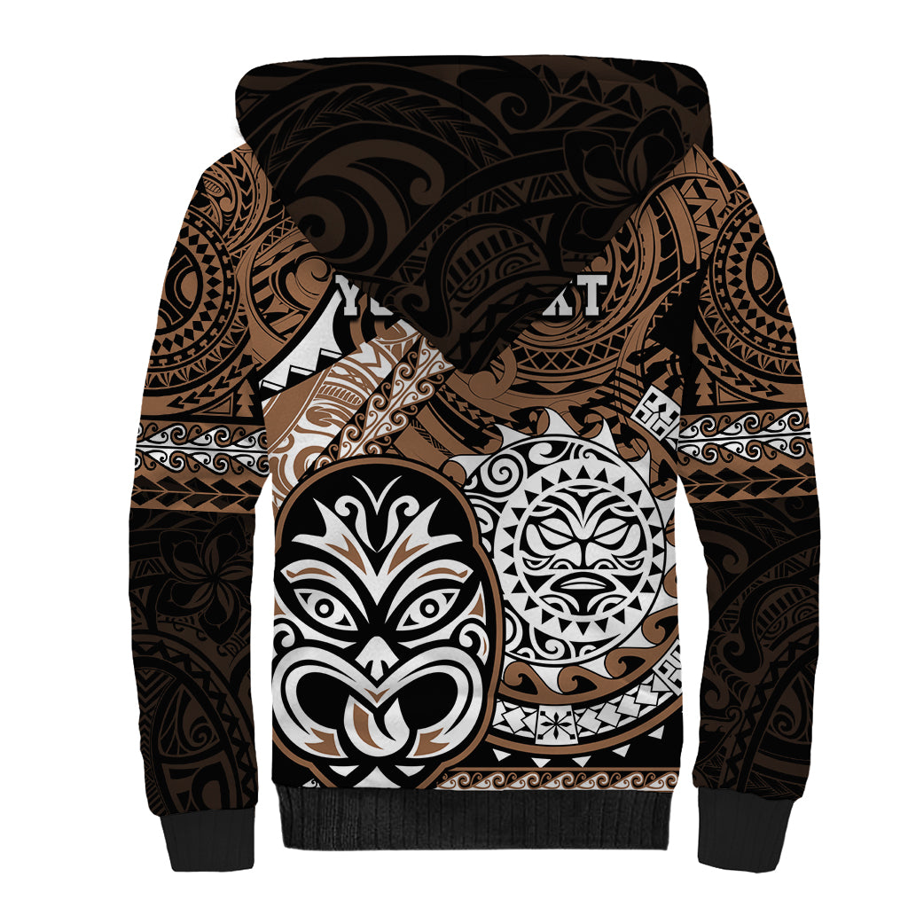 Personalised Te Reo Maori New Zealand Sherpa Hoodie Aotearoa Kia Haka Maori Tribal Tattoo Gold Style LT9