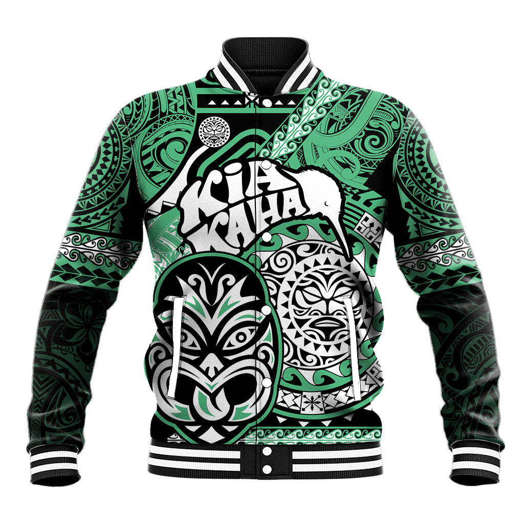 Te Reo Maori New Zealand Baseball Jacket Aotearoa Kia Haka Maori Tribal Tattoo Green Style LT9