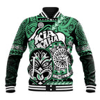 Te Reo Maori New Zealand Baseball Jacket Aotearoa Kia Haka Maori Tribal Tattoo Green Style LT9