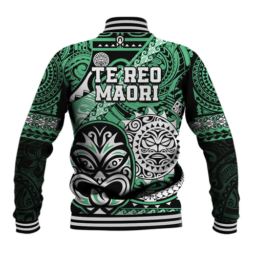 Te Reo Maori New Zealand Baseball Jacket Aotearoa Kia Haka Maori Tribal Tattoo Green Style LT9