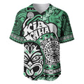 Te Reo Maori New Zealand Baseball Jersey Aotearoa Kia Haka Maori Tribal Tattoo Green Style LT9