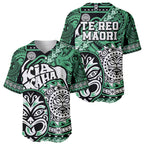 Te Reo Maori New Zealand Baseball Jersey Aotearoa Kia Haka Maori Tribal Tattoo Green Style LT9
