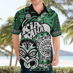 Te Reo Maori New Zealand Hawaiian Shirt Aotearoa Kia Haka Maori Tribal Tattoo Green Style LT9