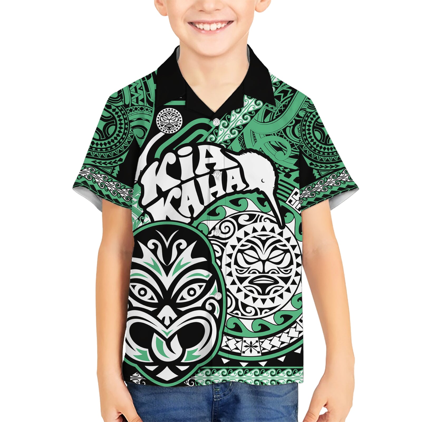 Te Reo Maori New Zealand Hawaiian Shirt Aotearoa Kia Haka Maori Tribal Tattoo Green Style LT9