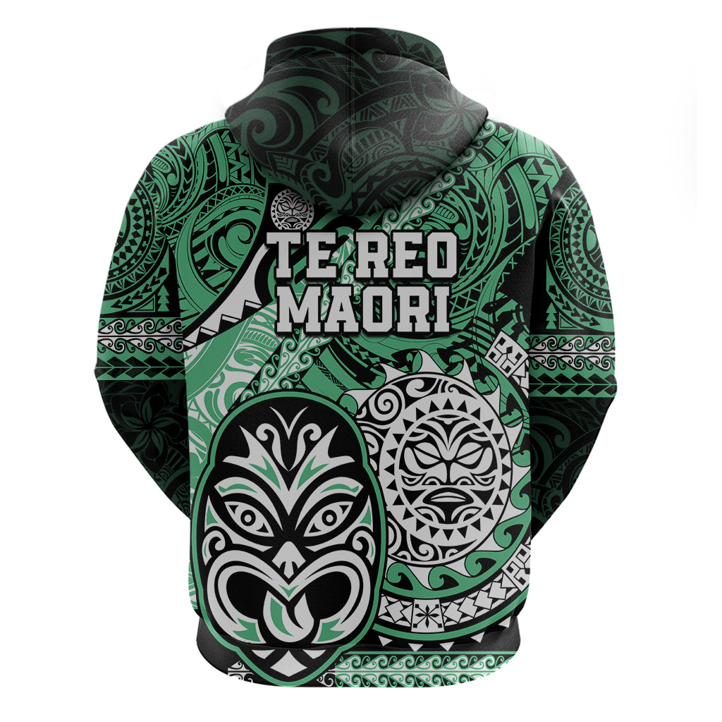 Te Reo Maori New Zealand Hoodie Aotearoa Kia Haka Maori Tribal Tattoo Green Style LT9
