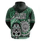Te Reo Maori New Zealand Hoodie Aotearoa Kia Haka Maori Tribal Tattoo Green Style LT9