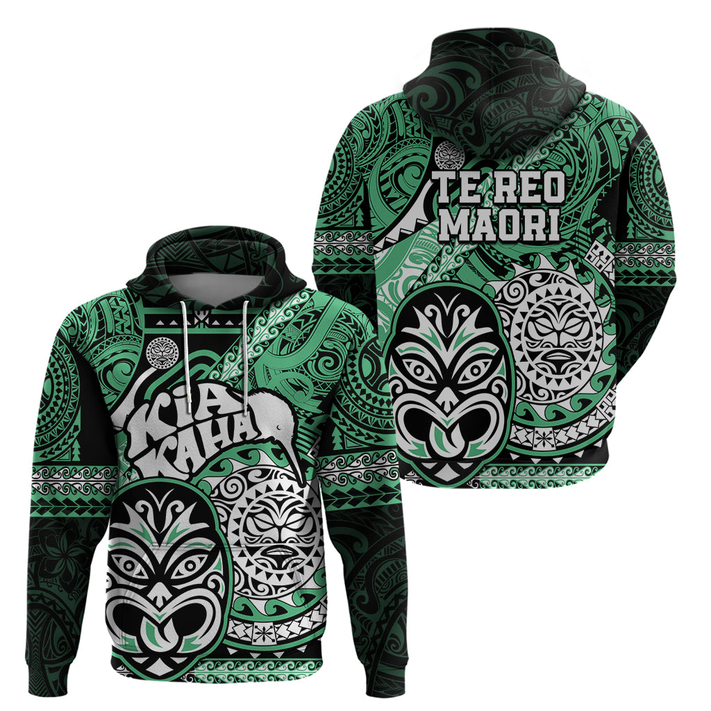 Te Reo Maori New Zealand Hoodie Aotearoa Kia Haka Maori Tribal Tattoo Green Style LT9