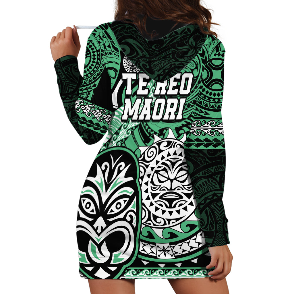 Te Reo Maori New Zealand Hoodie Dress Aotearoa Kia Haka Maori Tribal Tattoo Green Style LT9