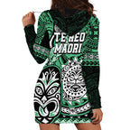 Te Reo Maori New Zealand Hoodie Dress Aotearoa Kia Haka Maori Tribal Tattoo Green Style LT9