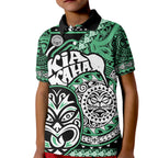 Te Reo Maori New Zealand Kid Polo Shirt Aotearoa Kia Haka Maori Tribal Tattoo Green Style LT9