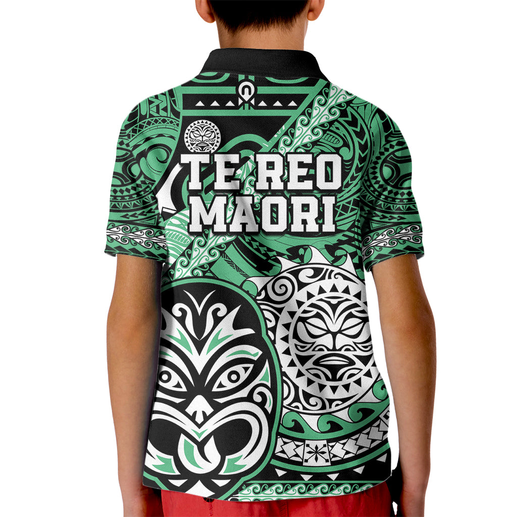 Te Reo Maori New Zealand Kid Polo Shirt Aotearoa Kia Haka Maori Tribal Tattoo Green Style LT9