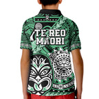 Te Reo Maori New Zealand Kid Polo Shirt Aotearoa Kia Haka Maori Tribal Tattoo Green Style LT9