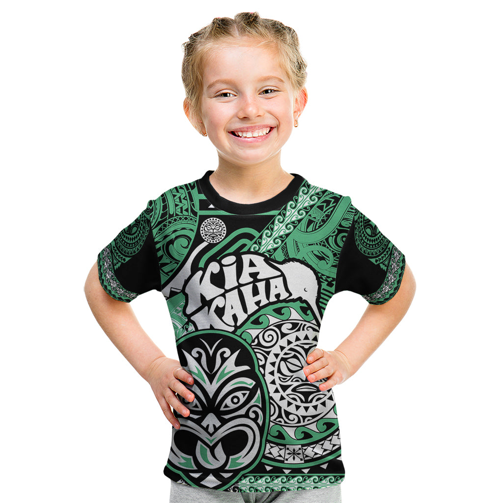 Te Reo Maori New Zealand Kid T Shirt Aotearoa Kia Haka Maori Tribal Tattoo Green Style LT9