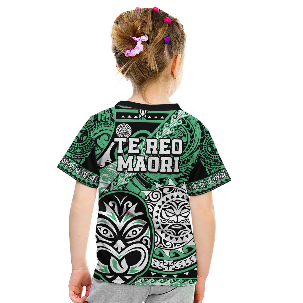 Te Reo Maori New Zealand Kid T Shirt Aotearoa Kia Haka Maori Tribal Tattoo Green Style LT9