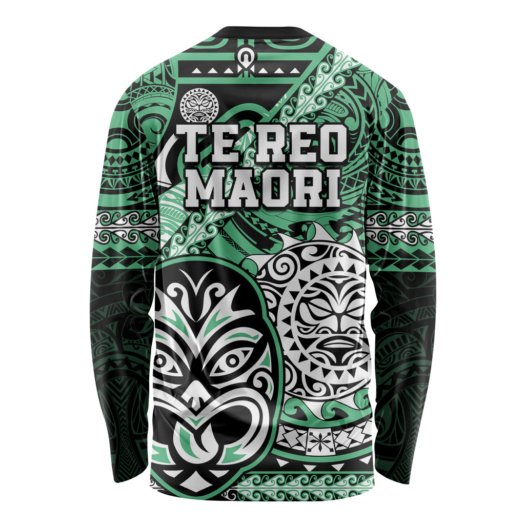 Te Reo Maori New Zealand Long Sleeve Shirt Aotearoa Kia Haka Maori Tribal Tattoo Green Style LT9