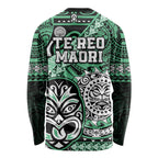 Te Reo Maori New Zealand Long Sleeve Shirt Aotearoa Kia Haka Maori Tribal Tattoo Green Style LT9