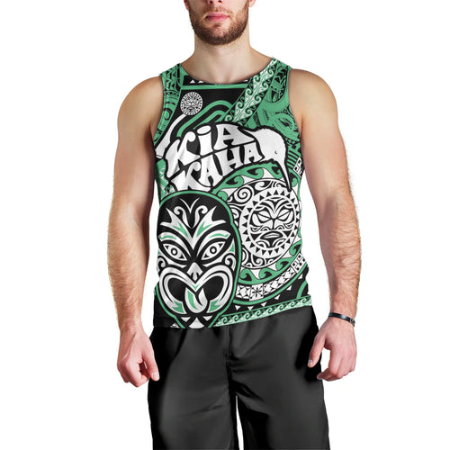 Te Reo Maori New Zealand Men Tank Top Aotearoa Kia Haka Maori Tribal Tattoo Green Style LT9