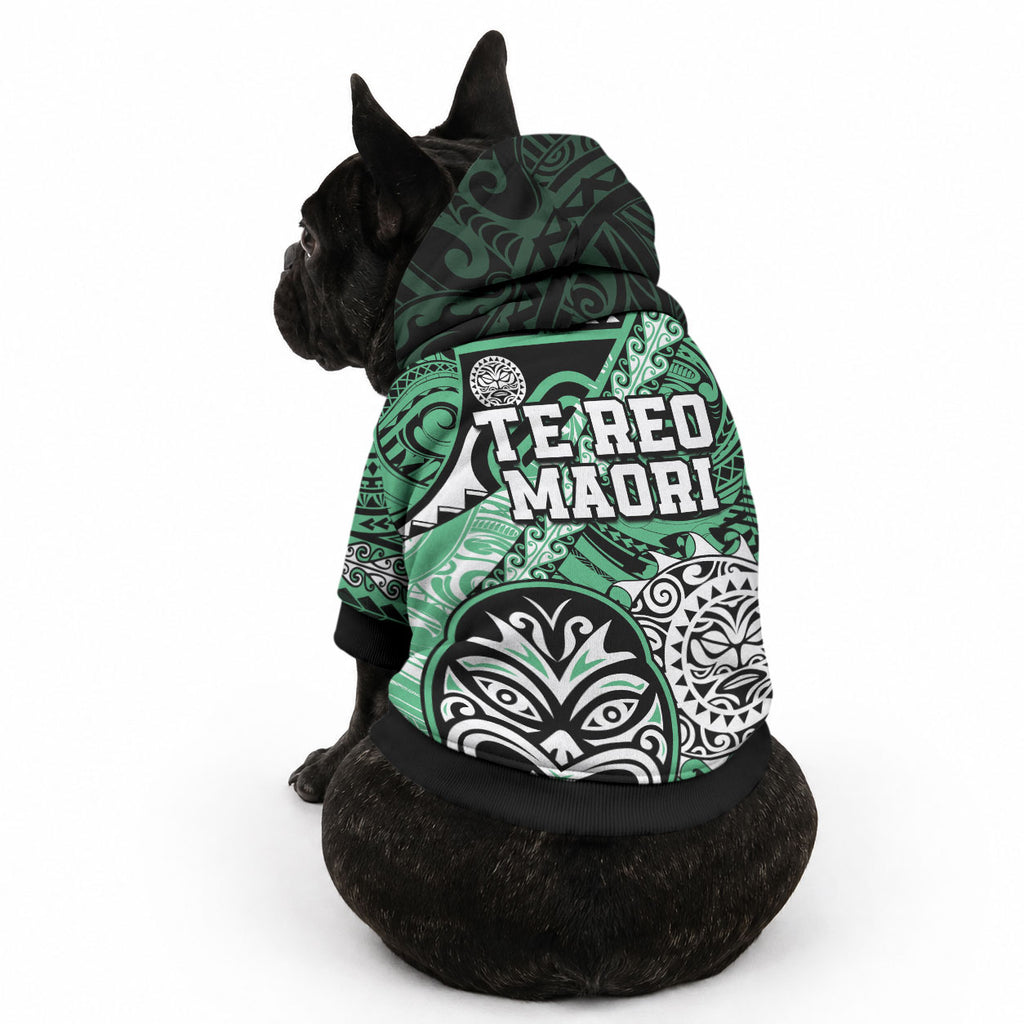 Te Reo Maori New Zealand Pet Hoodie Aotearoa Kia Haka Maori Tribal Tattoo Green Style