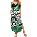 Te Reo Maori New Zealand Summer Maxi Dress Aotearoa Kia Haka Maori Tribal Tattoo Green Style LT9