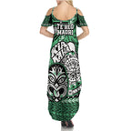 Te Reo Maori New Zealand Summer Maxi Dress Aotearoa Kia Haka Maori Tribal Tattoo Green Style LT9
