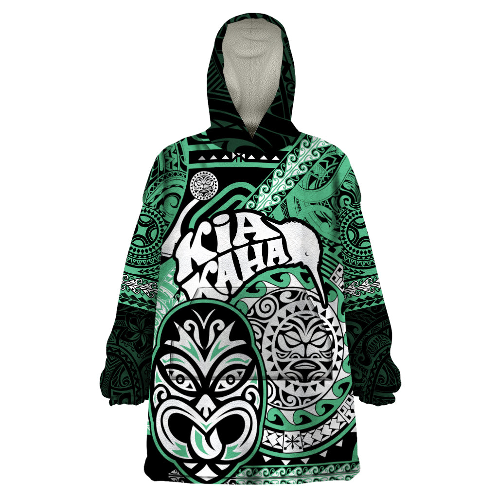 Te Reo Maori New Zealand Wearable Blanket Hoodie Aotearoa Kia Haka Maori Tribal Tattoo Green Style LT9