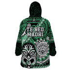 Te Reo Maori New Zealand Wearable Blanket Hoodie Aotearoa Kia Haka Maori Tribal Tattoo Green Style LT9